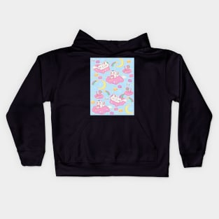 Cloud Kitties on Blue Kids Hoodie